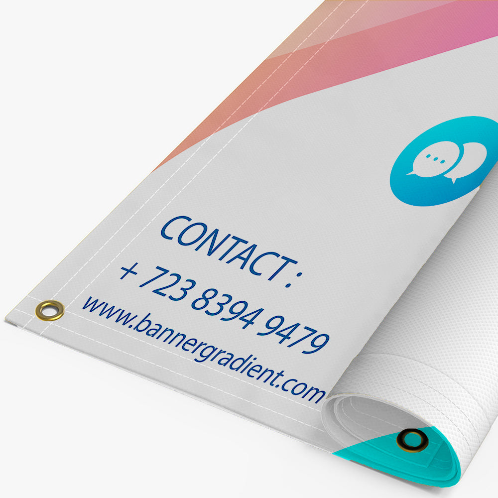 13oz custom vinyl banner with hems and grommets