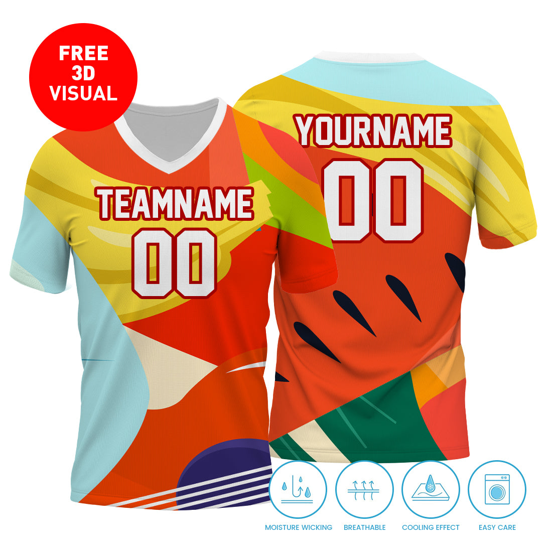 120GSM Milk Silk Short Sleeve V Neck (Full Dye Sublimation)#USA500043