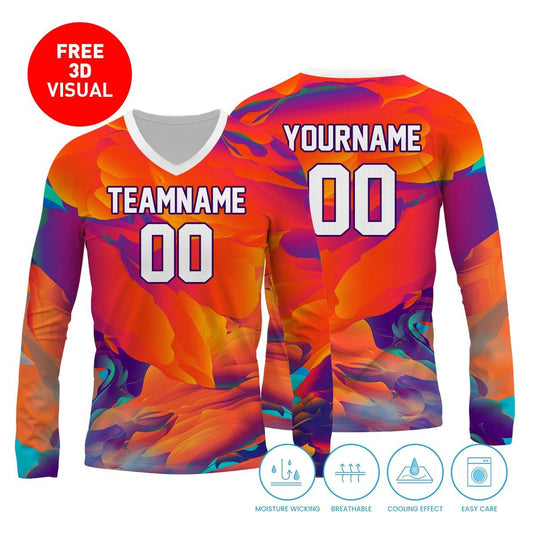 Long Sleeve Jersey V- neck (Full Dye Sublimation)#500004 - Soardist